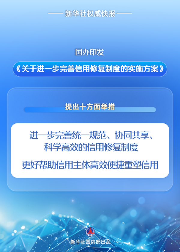 恒利配资 国办印发《关于进一步完善信用修复制度的实施方案》